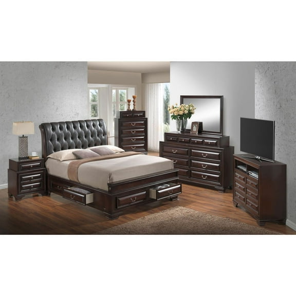 Glory Furniture LaVita King Storage Bed in Cappuccino