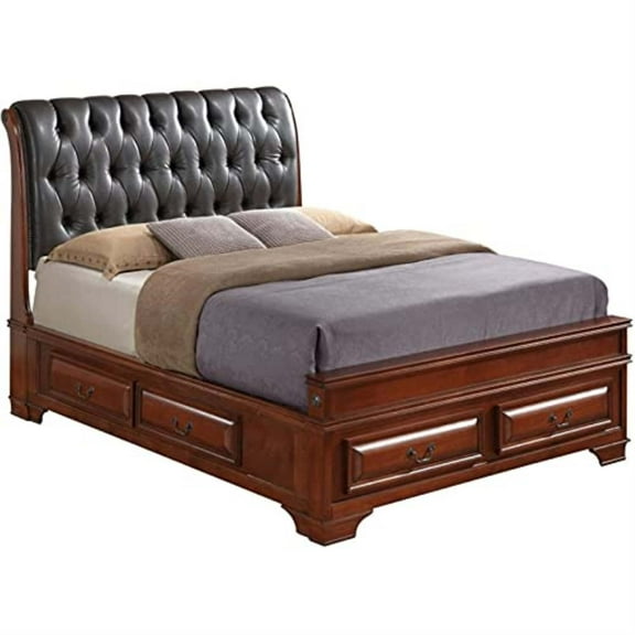 Glory Furniture LaVita King Storage Bed in Oak