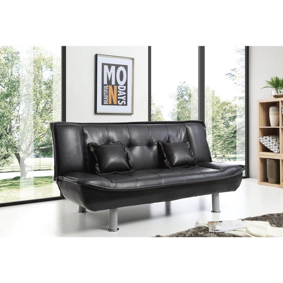 Glory Furniture Lionel Faux Leather Sleeper Sofa in Black