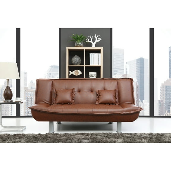 Glory Furniture Lionel Faux Leather Sleeper Sofa in Brown