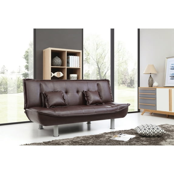 Glory Furniture Lionel Faux Leather Sleeper Sofa in Burgundy