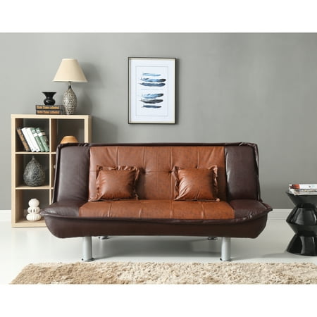Glory Furniture Lionel Faux Leather Sleeper Sofa in Burgundy
