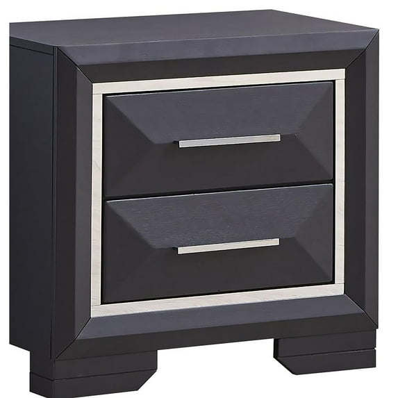 Glory Furniture Liverpool 2-Drawer Contemporary Wood Veneer Nightstand in Black