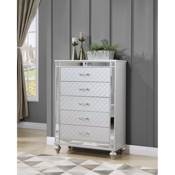 Glory Furniture Livorno G02703-CH Chest Silver Champagne and Mirror