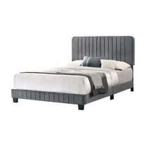 Glory Furniture Lodi Velvet Upholstered Full Bed in Gray