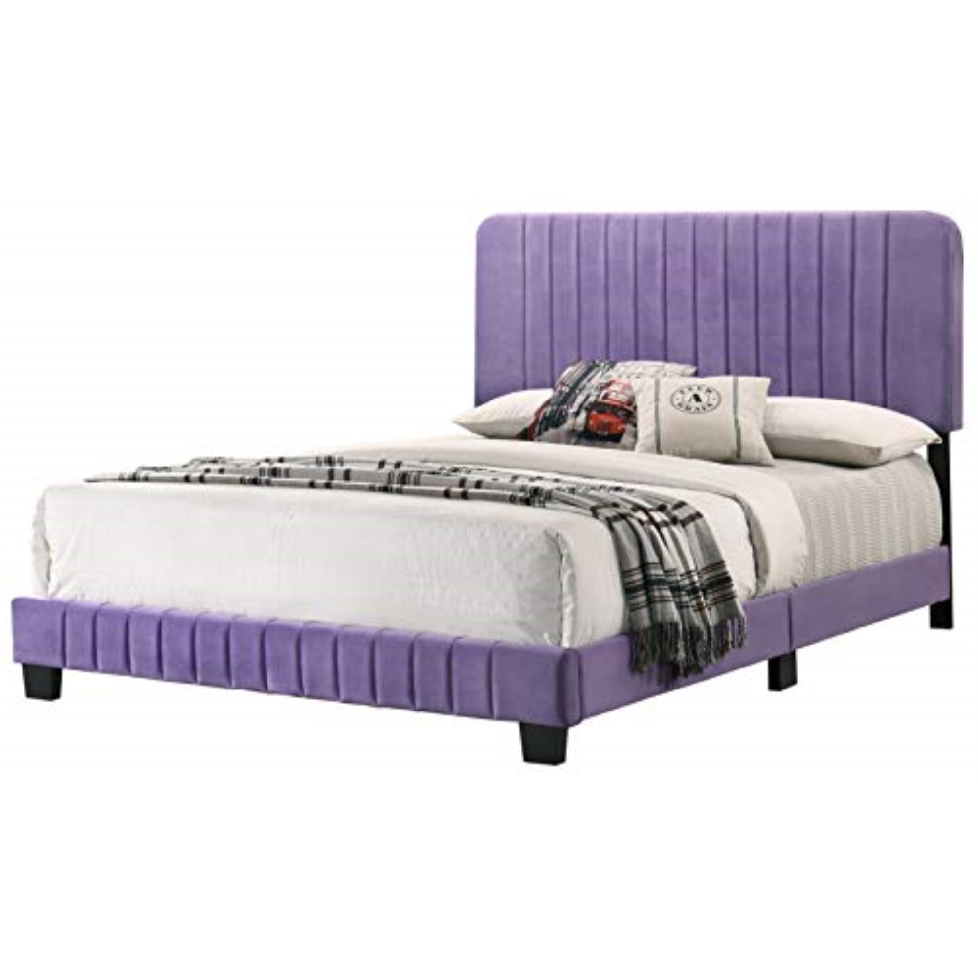 Glory Furniture Lodi Velvet Upholstered Queen Bed in Purple