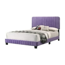 Glory Furniture Lodi Velvet Upholstered Queen Bed in Purple