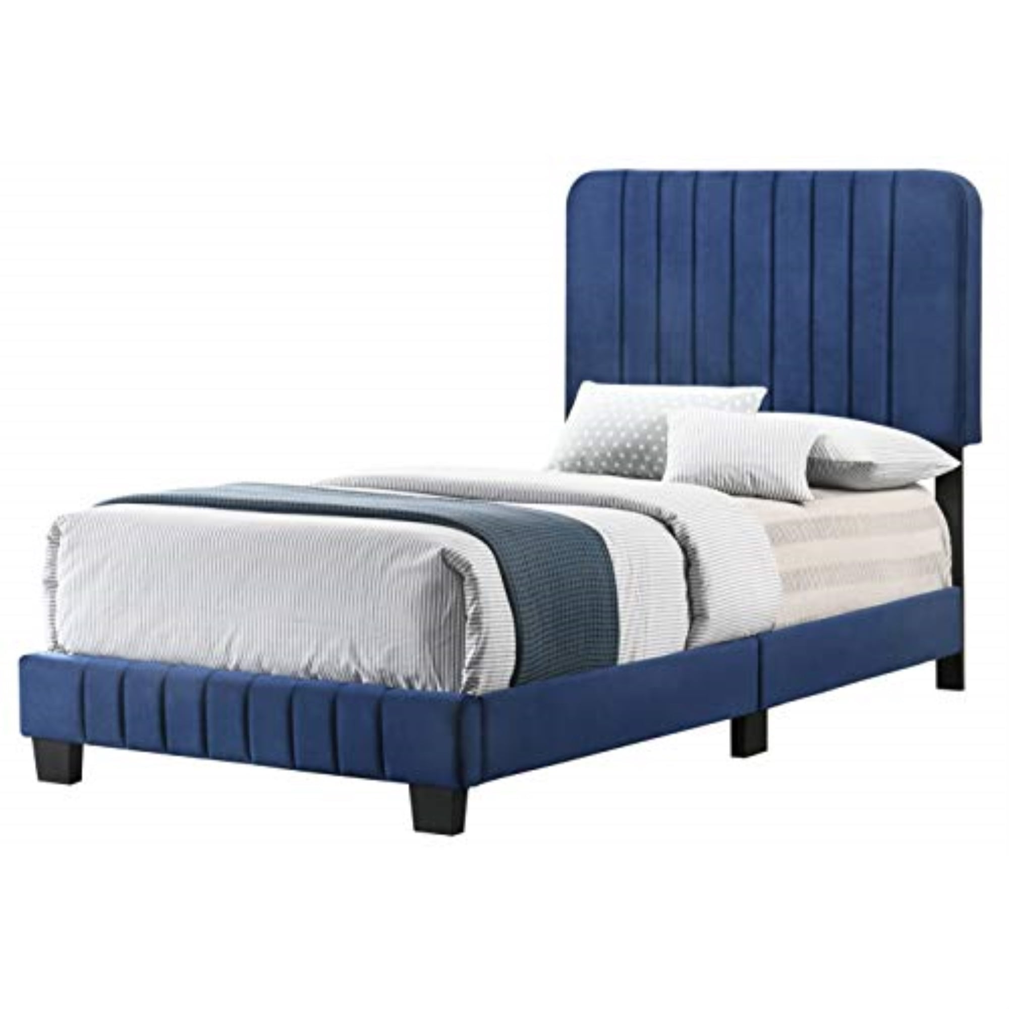 Glory Furniture Lodi Tufted Velvet Twin Bed Frame in Navy Blue Size