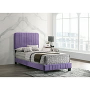 Glory Furniture Lodi Velvet Upholstered Twin Bed in Purple