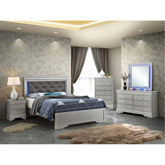 Glory Furniture Lorana Full Bed in Silver Champagne