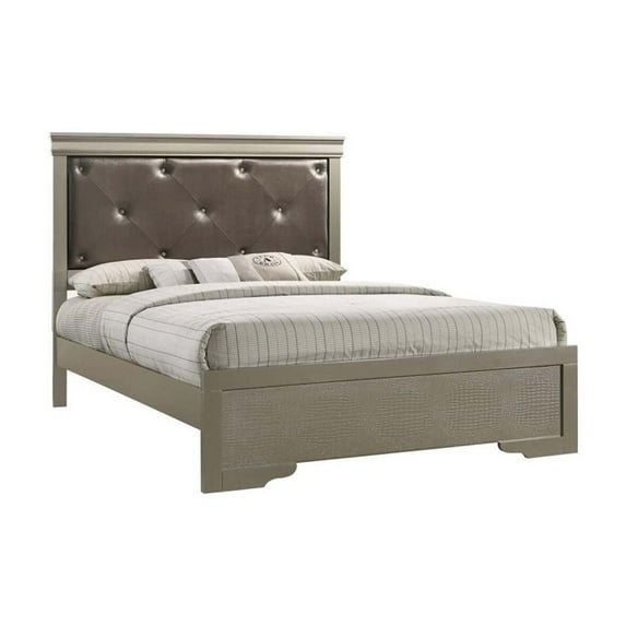 Glory Furniture Lorana Full Sleigh Bed in Silver Champagne