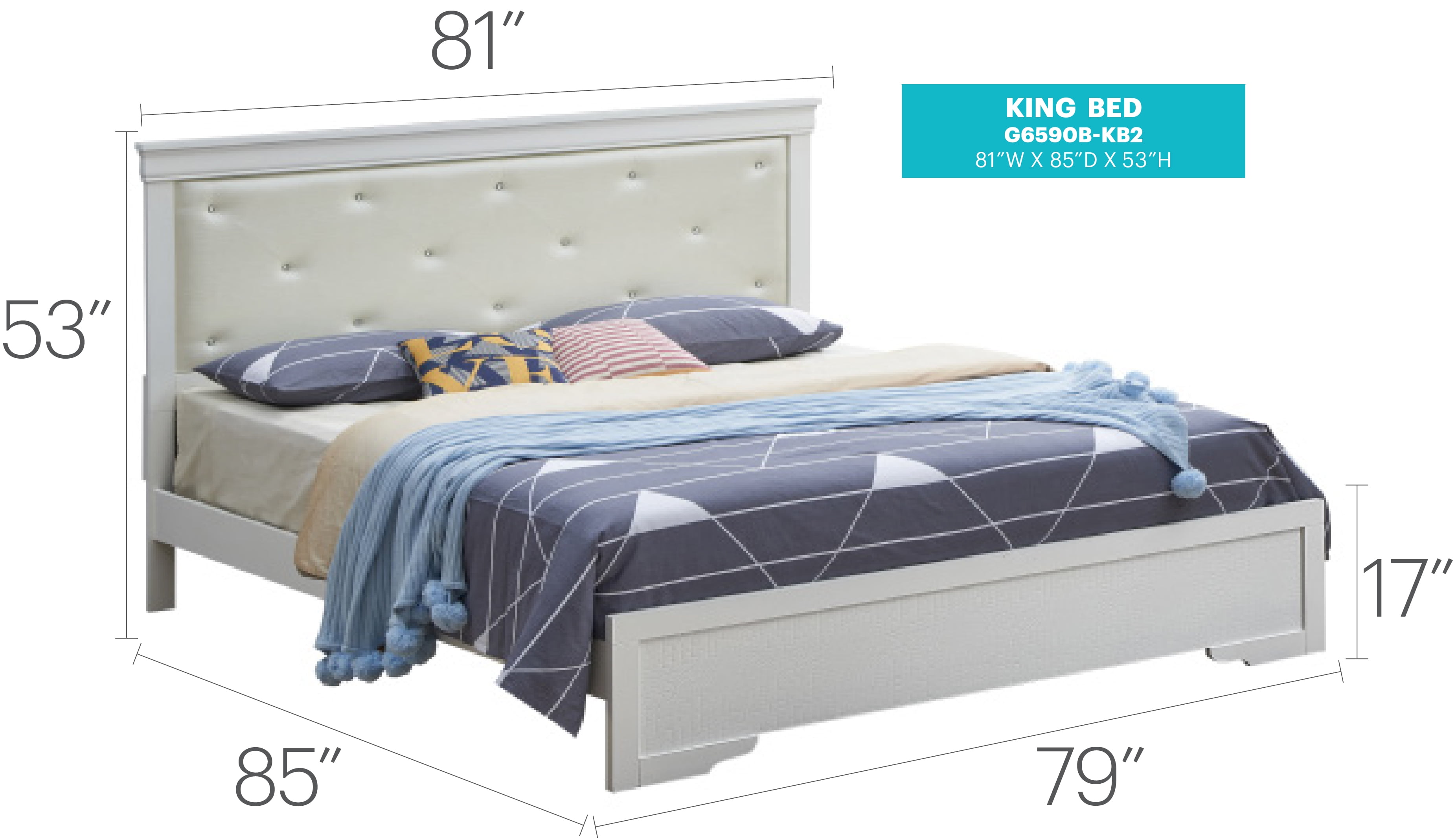 Glory Furniture G6590B-KB2 Silver Champagne King Bed