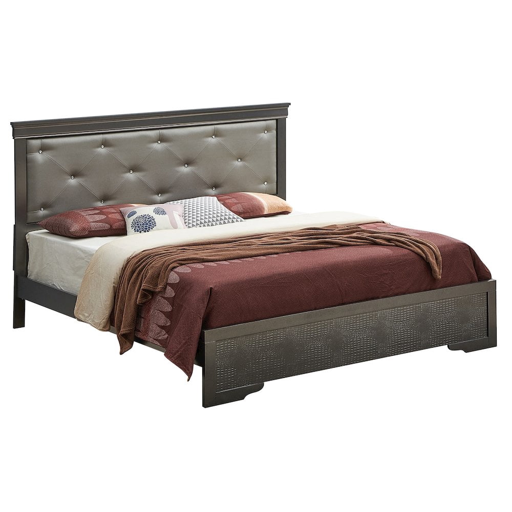 Glory Furniture Lorana Queen Bed in Metalic Black Color