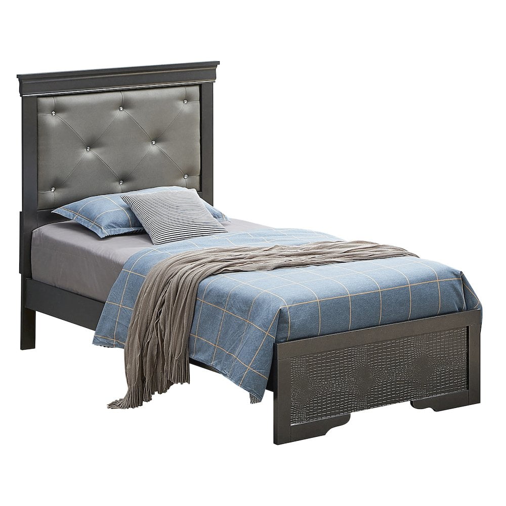 Glory Furniture Lorana Twin Bed in Metalic Black Color