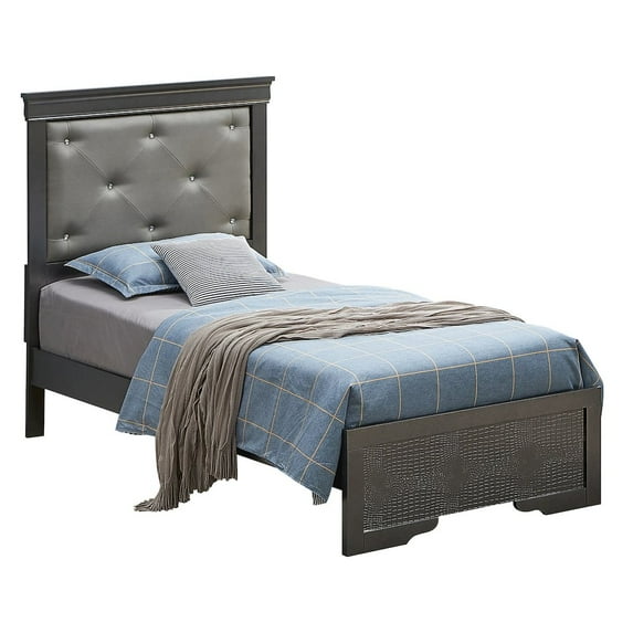 Glory Furniture Lorana Twin Bed in Metalic Black Color