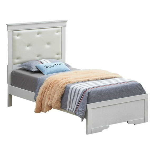 Glory Furniture Lorana Twin Sleigh Bed in Pearl White