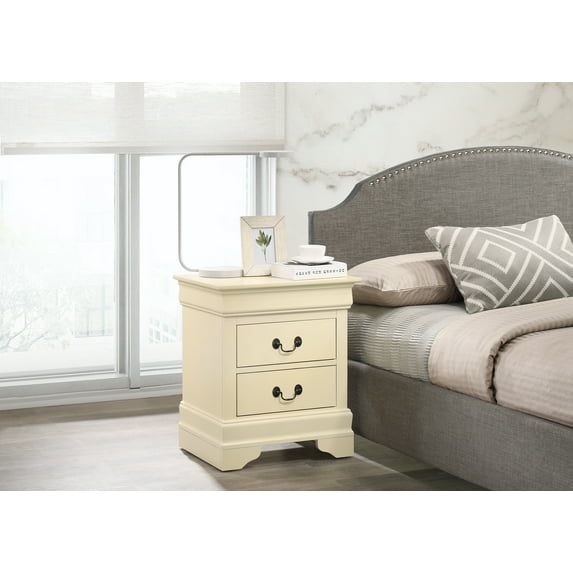 Glory Furniture Louis Phillipe 2 Drawer Nightstand in Beige