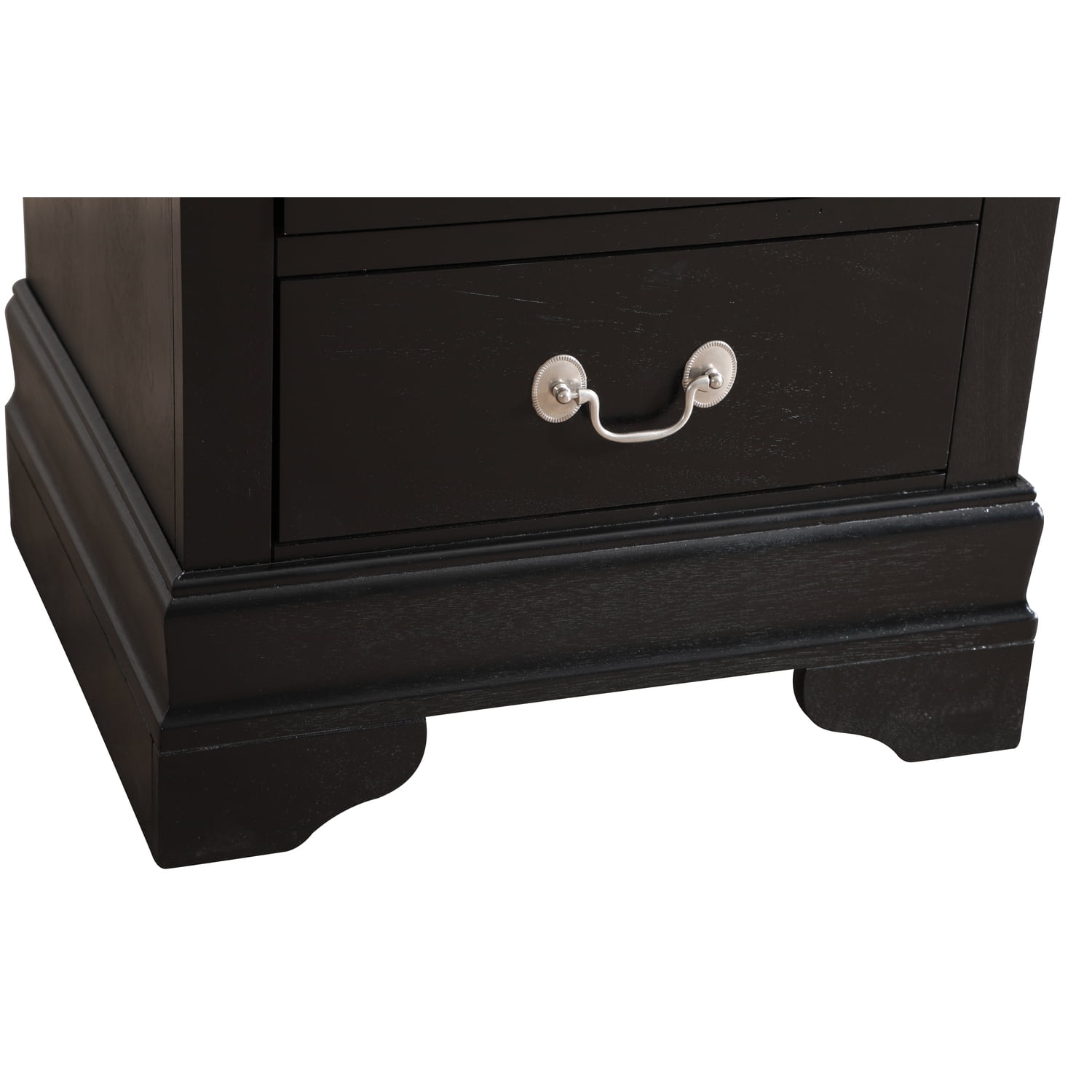 Louis Phillipe Black 2-Drawer Nightstand with Wood Veneer