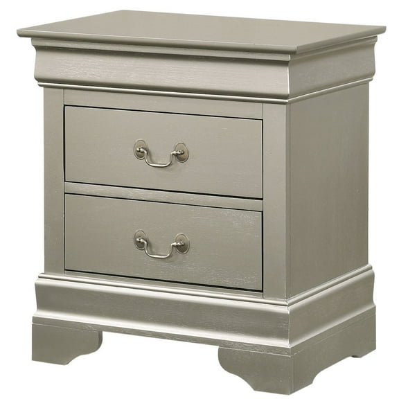 Glory Furniture Louis Phillipe 2 Drawer Nightstand in Silver Champagne