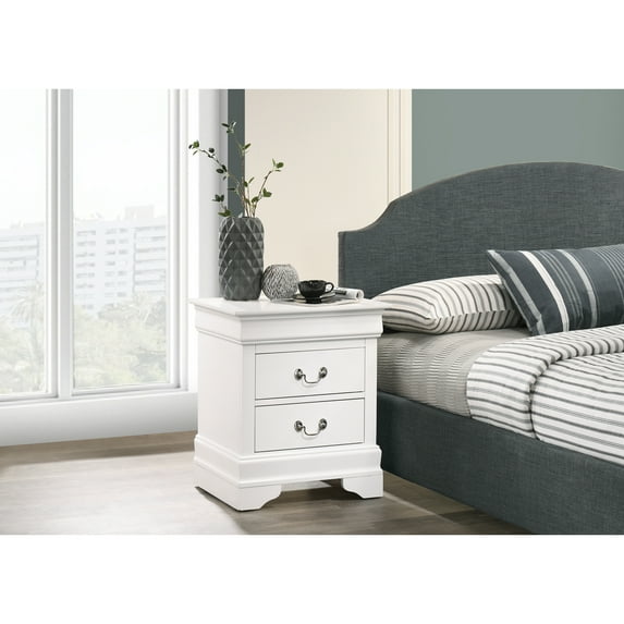Glory Furniture Louis Phillipe 2 Drawer Nightstand in White
