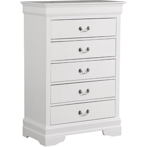 Glory Furniture Louis Phillipe 5 Drawer Chest in White