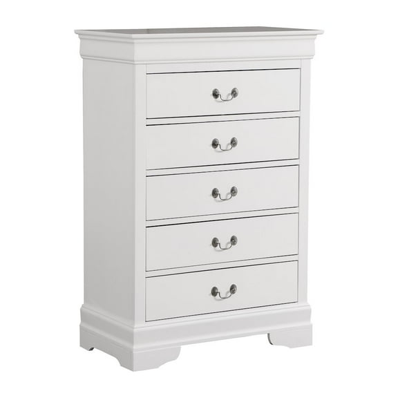Glory Furniture Louis Phillipe 5 Drawer Chest in White
