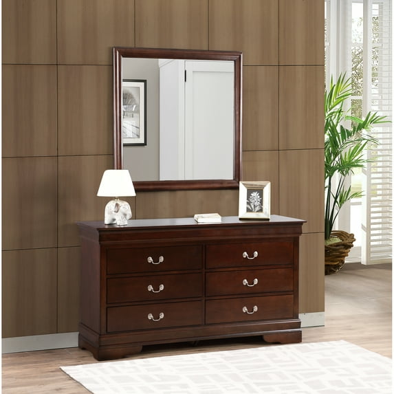 Glory Furniture Louis Phillipe 6 Drawer Dresser in Cappuccino
