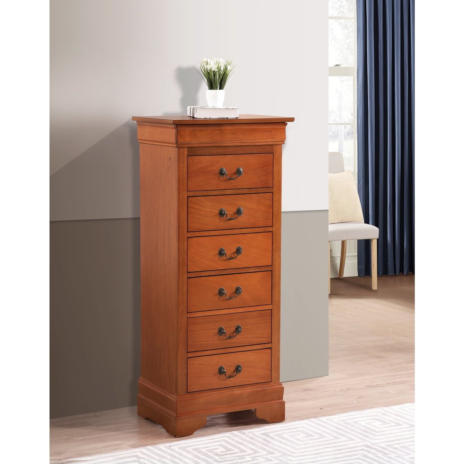 Oak Brown 7-Drawer Lingerie Chest with Dovetail Construction