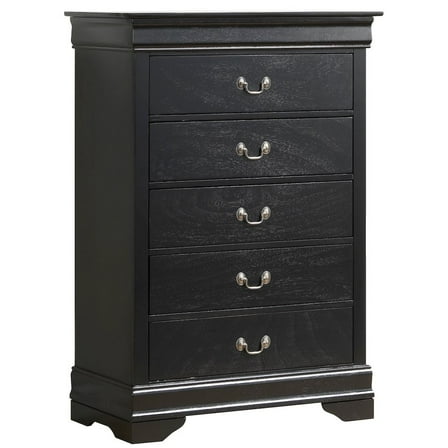 Glory Furniture Louis Phillipe Chest in Black Color