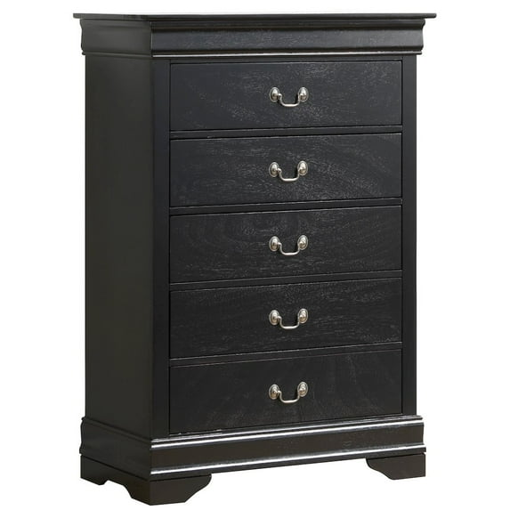 Glory Furniture Louis Phillipe Chest in Black Color