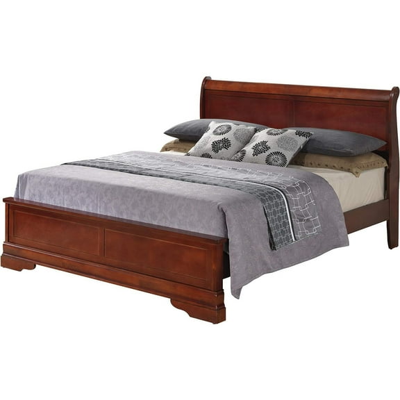 Glory Furniture Louis Phillipe Full Panel Bed in Cherry