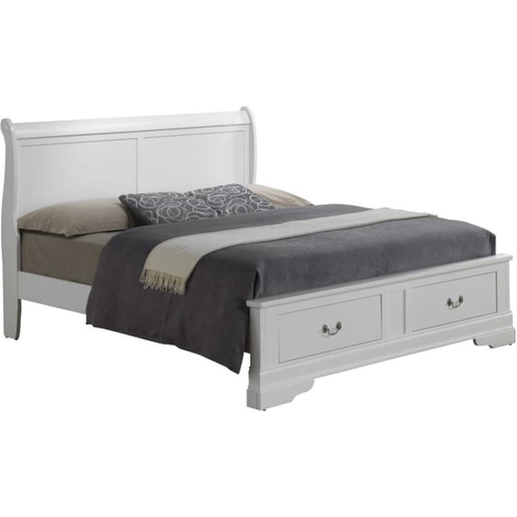 Glory Furniture Louis Phillipe Full Storage Bed in White Color