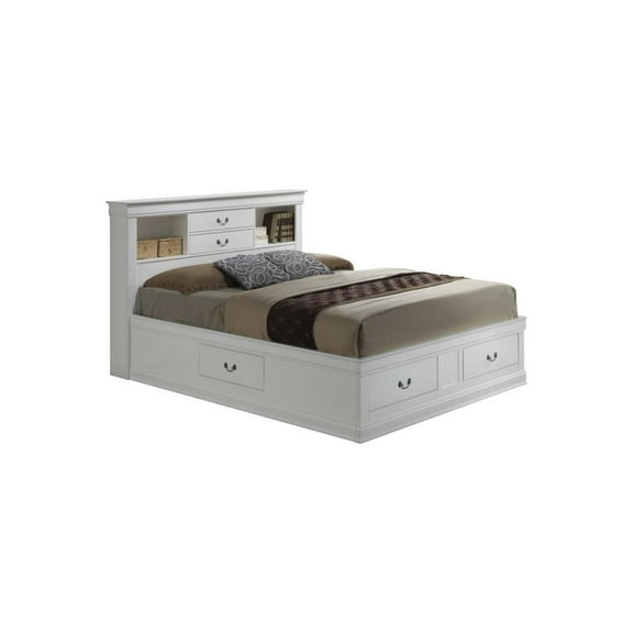 Glory Furniture Louis Phillipe Full Storage Bed in White