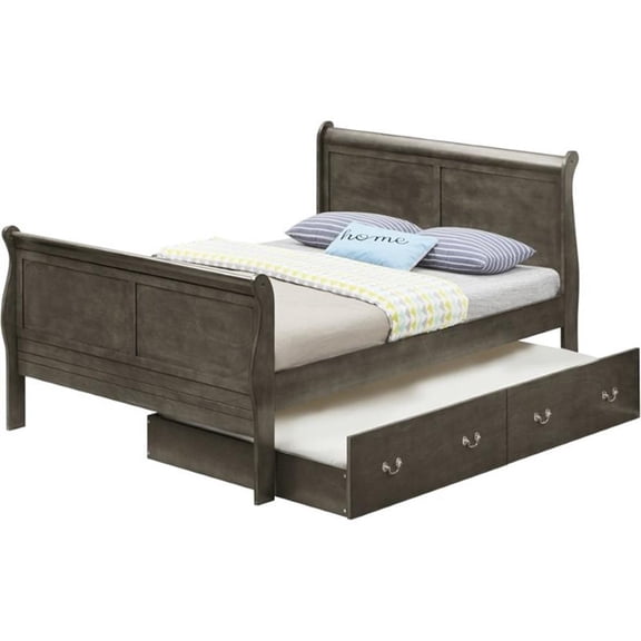 Glory Furniture Louis Phillipe Full Trundle Bed in Gray