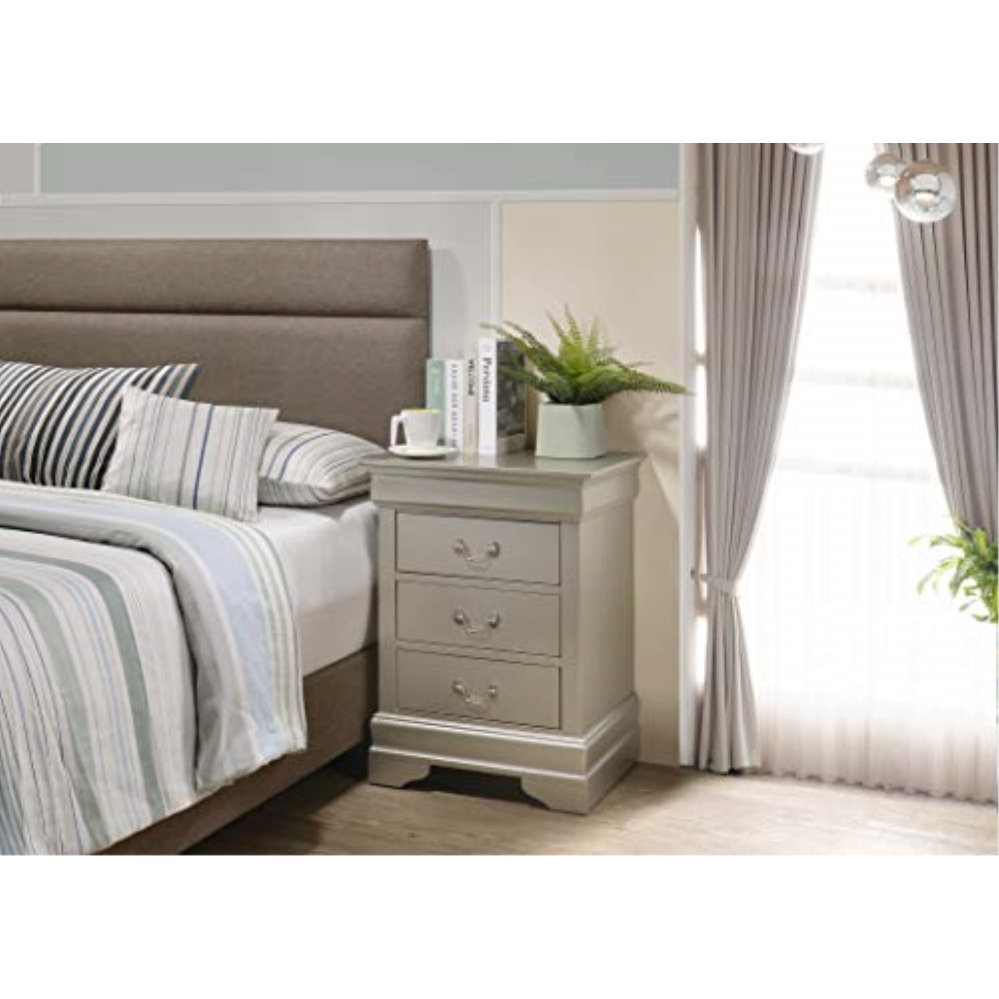  Glory Furniture Louis Phillipe 3 Drawer Nightstand in White :  Home & Kitchen