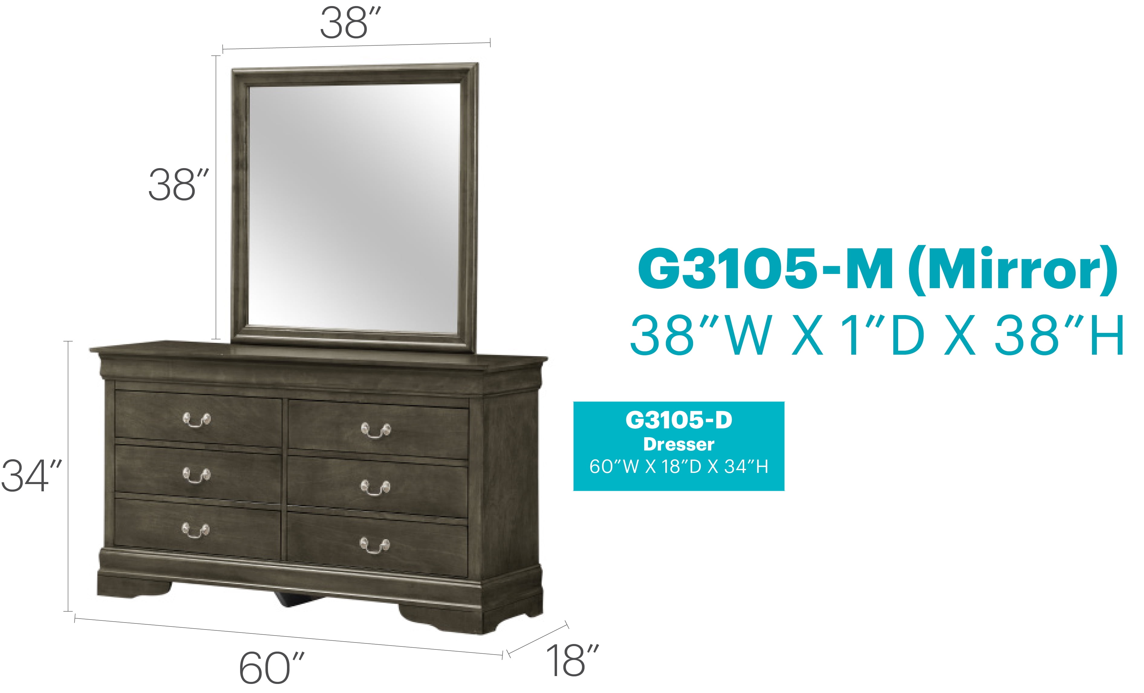 louis philippe dresser grey Acme Furniture Louis Philippe III Antique Gray Dresser