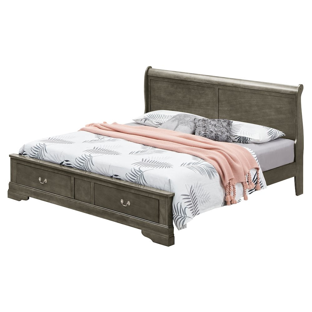 Glory Furniture Louis Phillipe G3105D-QSB2 Queen Storage Bed , Gray