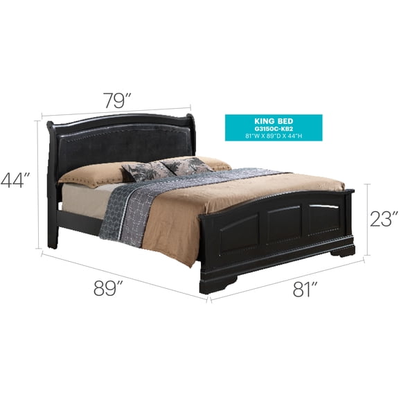 Glory Furniture Louis Phillipe G3150C-KB2 Black King Bed