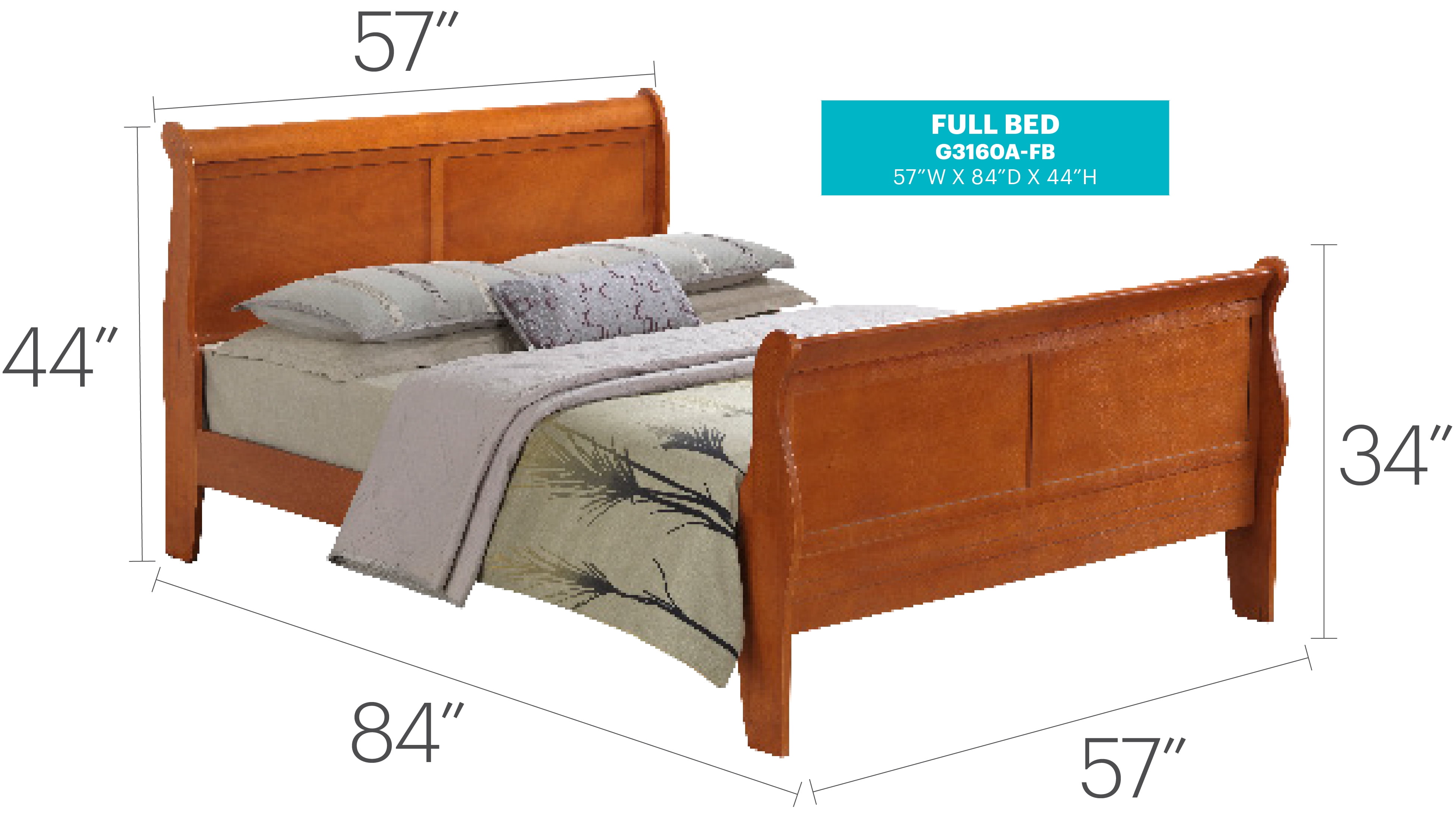 Glory Furniture Louis Phillipe G3160A-FB Full Bed , Oak