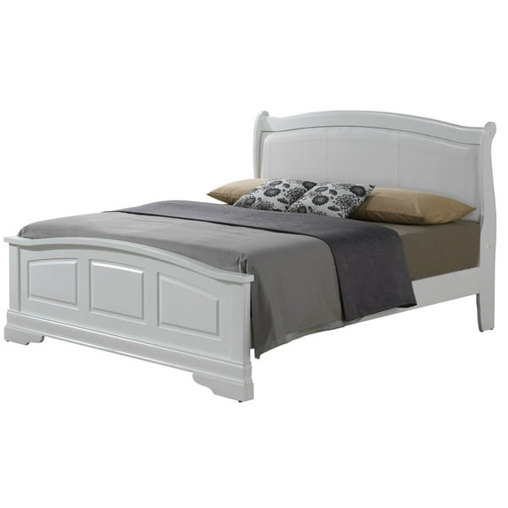 Glory Furniture Louis Phillipe Faux Leather and Wood Bed White Full N/A Children's, Traditional