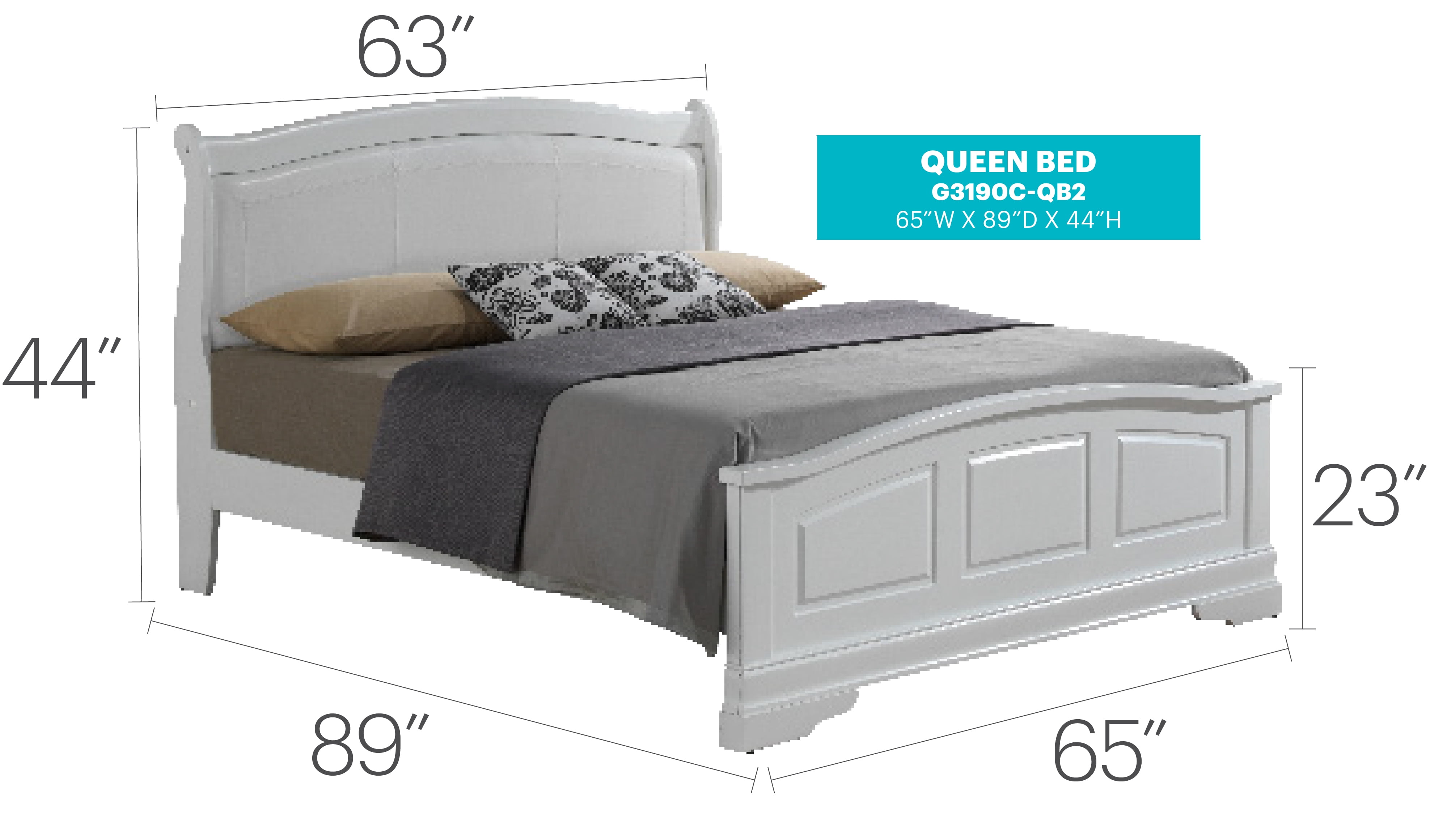 White Queen Platform Bed with Storage Drawers