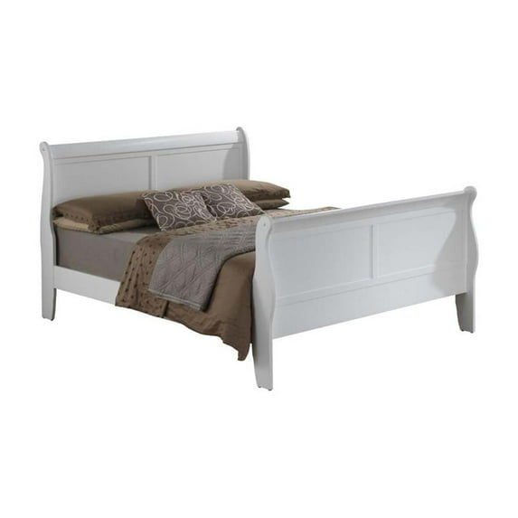 Glory Furniture Louis Phillipe King Sleigh Bed in White