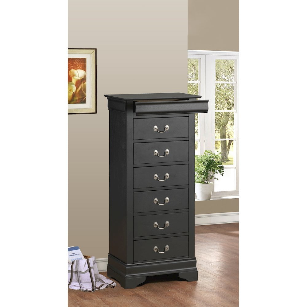Glory Furniture Louis Phillipe Lingerie Chest in Black Color