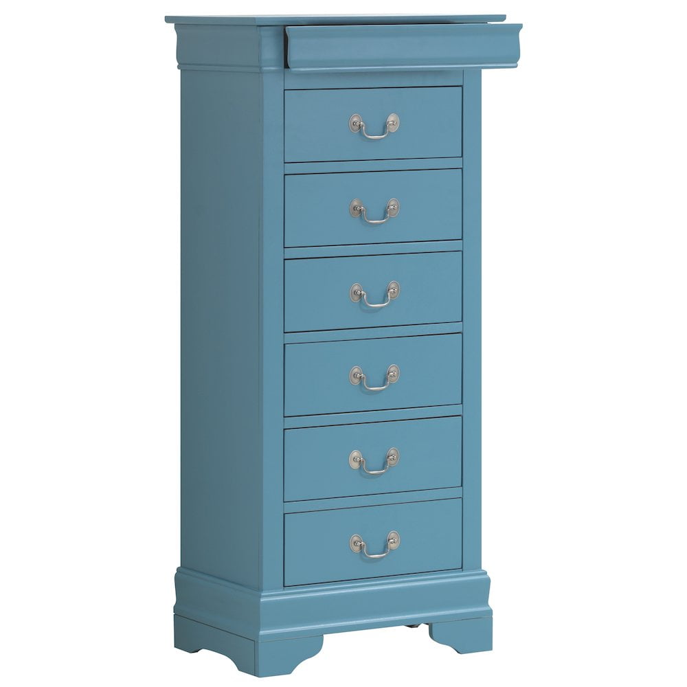 Glory Furniture Louis Phillipe Lingerie Chest in Teal Color