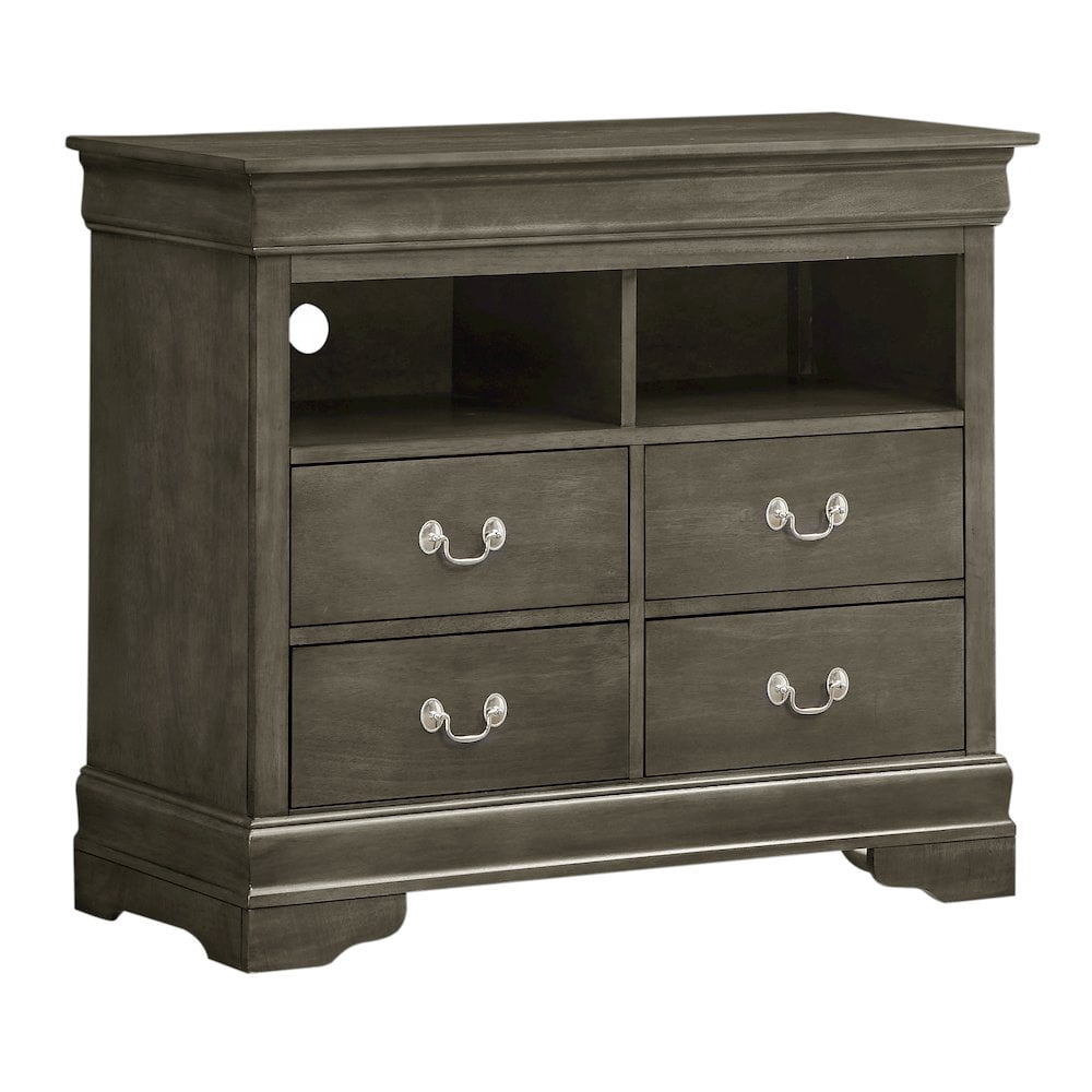 Glory Furniture Louis Phillipe Media Chest in Gray Color
