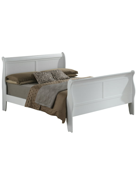 Glory Furniture Louis Phillipe Queen Sleigh Bed in White