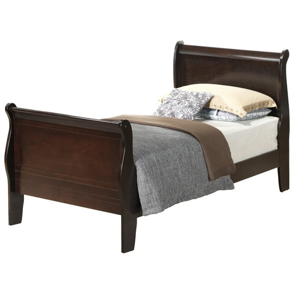 Glory Furniture Louis Phillipe Twin Sleigh Bed in Cappuccino