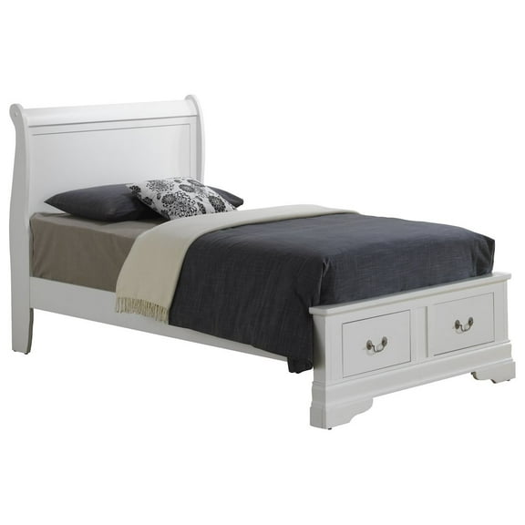 Glory Furniture Louis Phillipe Twin Storage Bed in White Color