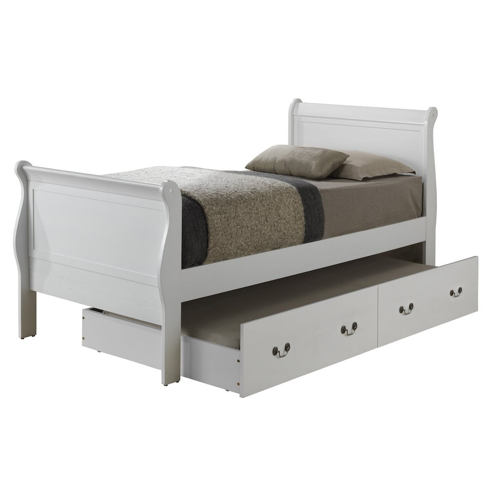 Glory Furniture Louis Phillipe Twin Trundle Bed in White Color
