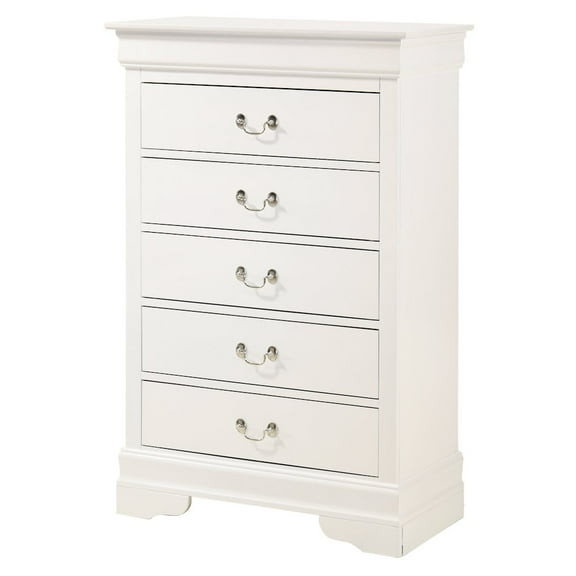 Glory Furniture LouisPhillipe Chest in White Color